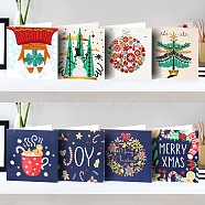 Christmas Theme DIY Diamond Painting Greeting Cards Kits, including Resin Rhinestones, Diamond Sticky Pen, Tray Plate and Glue Clay, Mixed Color, 150x150mm, 8pcs/set(XMAS-PW0001-120)