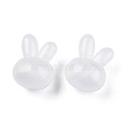 Opaque Acrylic with Glitter Powder Beads, Rabbit Head, White, 23x17x14mm, Hole: 4mm(SACR-G024-04)