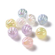 UV Plating Rainbow Iridescent ABS Plastic Glitter Beads, Pumpkin, Mixed Color, 19mm, Hole: 2mm(KY-G025-05)