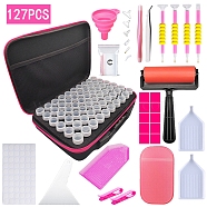 Diamond Painting Tools Kits, Including Tary, Plastic Box, Pen, Replacement Pen Heads, Tweezers, Glue Clay, Scraper, Sticker, OPP Bag, Funnel, Clamp, Pad and Roller, Indian Red, 235x325mm, 127pcs/set(DIAM-PW0009-82B-01)