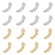 16Pcs 2 Colors 304 Stainless Steel Connector Charms, Lotus Root Slices Links, Golden & Stainless Steel Color, 10x25x1mm, Hole: 1.5mm, 8pcs/color(STAS-DC0013-94)