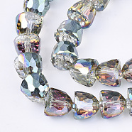 Electroplated Glass Beads, Faceted, Bell, Colorful, 10.5~11x9mm, Hole: 1mm(EGLA-T016-01-B05)