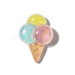 Summer Theme Opaque Resin Cabochons, with Glitter Powder, Ice Cream, 29.5x21x9.5mm(RESI-G106-01E)