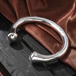 304 Stainless Steel Cuff Bangles, Open Bangles for Women, Stainless Steel Color, Inner Diameter: 2-3/8x1-3/4 inch(6.1x4.35cm)(BJEW-S161-07P)