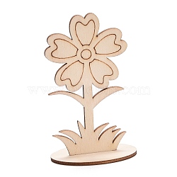 DIY Unfinished Wood Flowers Cutout, with Slot, for Craft Painting Supplies, BurlyWood, 5.9x5x9.9cm(WOOD-P017-05)