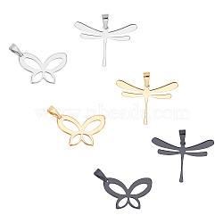 Unicraftale 304 Stainless Steel Pendants, Butterfly/Dragonfly, Mixed Color, 12pcs/box(STAS-UN0009-96)