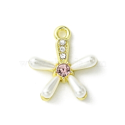 Alloy and Rhinestone Pendant, with Resin, Flower, Golden, 17.5x15.5x3.5mm, Hole: 1.6mm(FIND-Z045-01A-G)