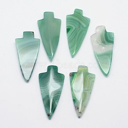 Arrowhead Natural Agate Cabochons, Dyed, Medium Turquoise, 42~47x21~22x5~6mm(G-L418-01I)