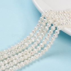 Grade A Natural Cultured Freshwater Pearl Beads Strands, Polished, Potato, Natural Color, White, about 4~5mm in diameter, hole: 0.8mm, 14.1 inch/strand, about 80pcs/strand(X-SPPA001Y-1)