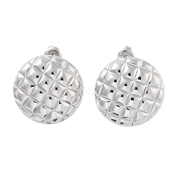 Non-Tarnish 304 Stainless Steel Stud Earrings, Flat Round, Stainless Steel Color, 24mm(EJEW-P258-13P)