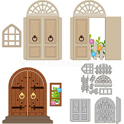 Carbon Steel Cutting Dies Stencils, for DIY Scrapbooking, Photo Album, Decorative Embossing Paper Card, Retro Door, 75~115x85~115x0.8mm, 3pcs/set(DIY-WH0309-1688)