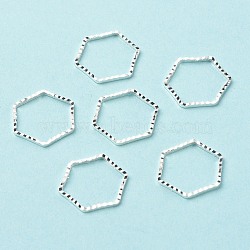 Brass Linking Rings, Long-Lasting Plated, Cadmium Free & Lead Free, Hexagon, 925 Sterling Silver Plated, 12x13.5x1mm, Inner Diameter: 10.5x12mm(KK-F831-013C-S-RS)