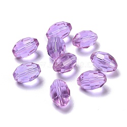 Glass Imitation Austrian Crystal Beads, Faceted, Oval, Orchid, 15x9mm, Hole: 0.8~1.4mm(GLAA-K055-06B)