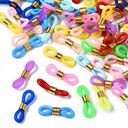 Silicone EyeGlass Holders, with Golden Iron Findings, Mixed Color, 22x7.5mm(IFIN-T017-05)