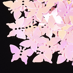 Ornament Accessories, PVC Plastic Paillette/Sequins Beads, Butterfly, Pink, 12x17x0.4mm, Hole: 1.2mm, about 9000pcs/500g(PVC-S033-02G)