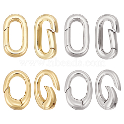 8Pcs 4 Styles Brass Spring Gate Rings, Oval, Cadmium Free & Lead Free, Long-Lasting Plated, Mixed Color, 12~14x8x2.7~3mm, Hole: 4.2~5x8~10.2mm, 2pcs/style(KK-BC0013-66)