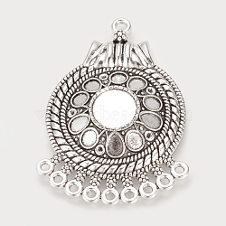 Tibetan Style Alloy Cabochon & Rhinestone Connector Settings, Chandelier Components Links, Cadmium Free & Lead Free,, Antique Silver, Tray: 4~11.5x4~11.5mm, Fit for 1mm Rhinestone, 54x38.5x4mm, Hole: 1.5mm, about 110pcs/1000g(TIBE-T007-02AS-LF)