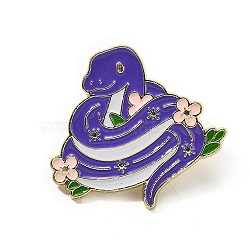 Chinese Zodiac Snake Enamel Pins, Alloy Brooches for Backpack Clothes, Dark Slate Blue, 29.5x32mm(JEWB-Q011-03D)