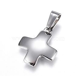 Tarnish Resistant 304 Stainless Steel Charms, Greek Cross, Stainless Steel Color, 18x15x2.5mm, Hole: 7x3.5mm(STAS-H329-99P)