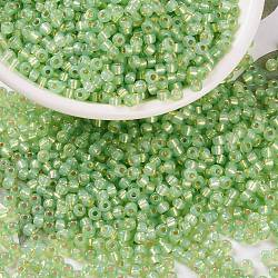 MIYUKI Round Rocailles Beads, Japanese Seed Beads, 8/0, (RR676) Silverlined Lime Opal, 3mm, Hole: 1mm, about 19000~20500pcs/pound(SEED-G008-RR0676)