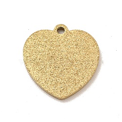 304 Stainless Steel Textured Pendants, Heart, Golden, 12x12x1mm, Hole: 1mm(STAS-J040-10B-G)