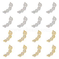 DICOSMETIC 16Pcs 2 Colors 304 Stainless Steel Connector Charms, Lotus Root Slices Links, Golden & Stainless Steel Color, 10x25x1mm, Hole: 1.5mm, 8pcs/color(STAS-DC0013-94)