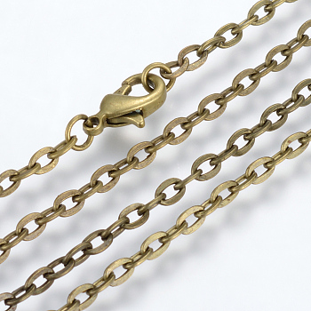 Iron Cable Chains Necklace Making, with Lobster Clasps, Unwelded, Antique Bronze, 23.6 inch(60cm)
