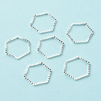Brass Linking Rings, Long-Lasting Plated, Cadmium Free & Lead Free, Hexagon, 925 Sterling Silver Plated, 12x13.5x1mm, Inner Diameter: 10.5x12mm