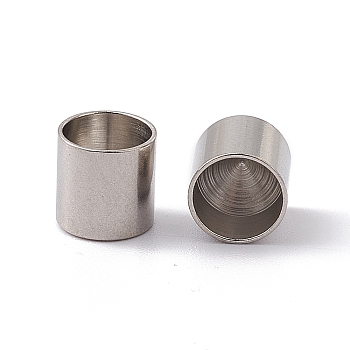 201 Stainless Steel Cord Ends, End Caps, Column, Stainless Steel Color, 7x7mm, Inner Diameter: 6mm