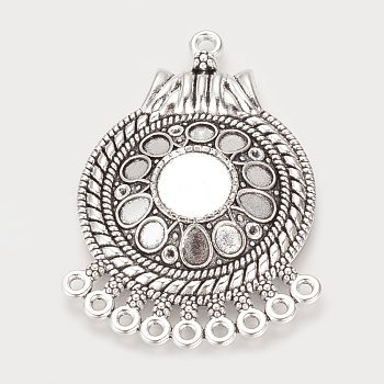 Tibetan Style Alloy Cabochon & Rhinestone Connector Settings, Chandelier Components Links, Cadmium Free & Lead Free,, Antique Silver, Tray: 4~11.5x4~11.5mm, Fit for 1mm Rhinestone, 54x38.5x4mm, Hole: 1.5mm, about 110pcs/1000g