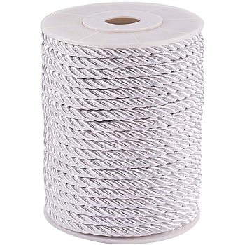 PandaHall Elite Polyester Cord, Twisted Cord, Silver, 5mm, about 18~19yards/roll(16.4m~17.3m/roll)