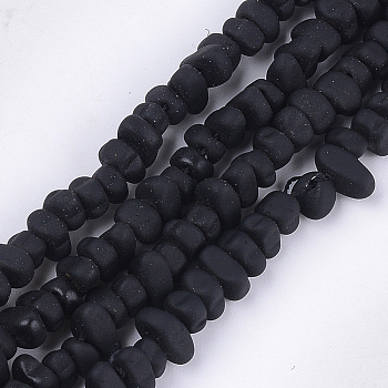 Spray Painted Non-magnetic Synthetic Hematite Beads Strands, Chips, Black, 5~9x5~6x3~4mm, Hole: 0.8mm, about 106~112pcs/strand, 15.3 inch