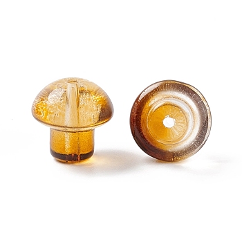 Transparent Glass Beads, Mushroom, Goldenrod, 13.5x13.5mm, Hole: 1.6mm