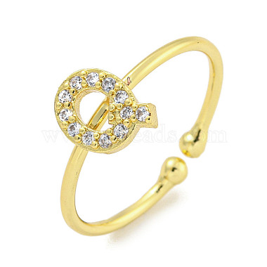 Letter Q Brass+Cubic Zirconia Finger Rings