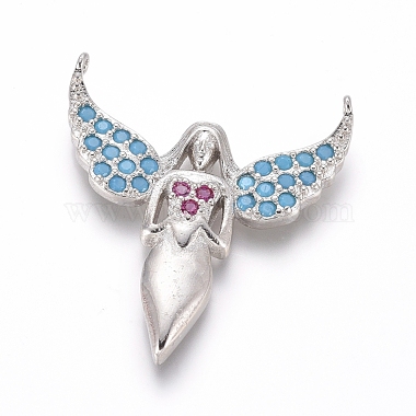 Platinum Colorful Angel & Fairy Brass+Cubic Zirconia Pendants