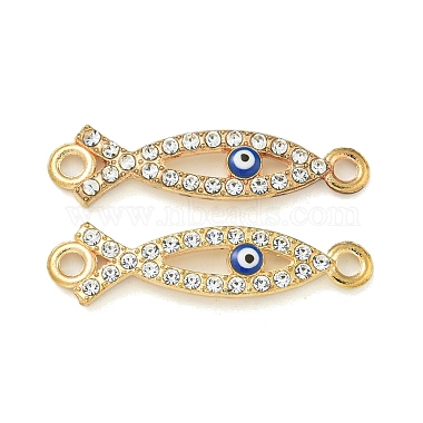 Golden Blue Fish Alloy Rhinestone+Enamel Links