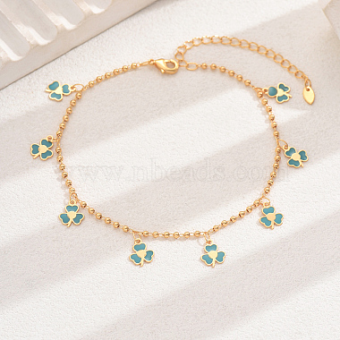 Fashionable Brass Enamel Flower Pendant Anklets for Women(KA8156-2)-3