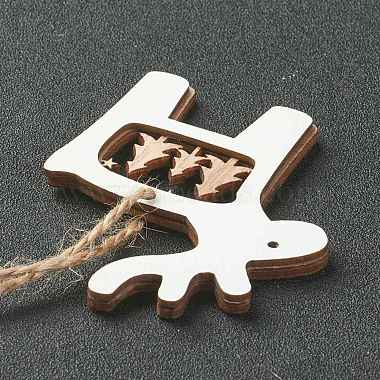 Christmas Theme Natural Wood Pendant Decorations(HJEW-P010-14)-5
