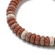 bracelet de perles tressées réglable en pierre de lave naturelle teint en disque(BJEW-G691-01B)-2