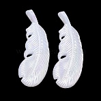 Acrylic Imitation Shell Pendants, Feather Charms, Seashell Color, 45x16x5mm, Hole: 3mm, about 280pcs/500g(OACR-P039-06A)