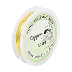 Round Copper Jewelry Wire, Long-Lasting Plated, Gold, 21 Gauge(0.7mm), about 13.12 Feet(4m)/Roll(CWIR-YW0001-03F-01)