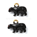 304 Stainless Steel Enamel Pendants, Bear Charms, Ion Plating(IP), Golden, Black, 10x14x4.5mm, Hole: 1.5mm(SA-L002-05G)