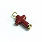 Opaque Acrylic Pendants, with Iron Findings, Cross, Dark Red, 23x12x4.5mm, Hole: 2.7mm(PALLOY-TAC0074-13)