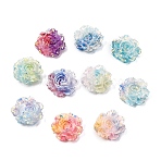 Two Tone Opaque Resin & Glitter Powder Cabochons, Rose Flower, Mixed Color, 19x20x8mm(RE-CBA7537-03)