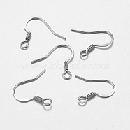 316 Surgical Stainless Steel French Earring Hooks, with Horizontal Loop, Flat Earring Hooks, Stainless Steel Color, 17x18x1.5mm, Hole: 2mm, Pin: 0.6mm(X-STAS-F149-30P)