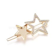 Zinc Alloy Hair Clip Findings, with Rhinestone, Cabochon Settings, For DIY Epoxy Resin, DIY Hair Accessories Making, Star, Golden, 58x31.5x8.5mm(PALLOY-E564-58G)
