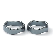 Non-magnetic Synthetic Hematite Finger Rings, Wave, US Size 10, Inner Diameter: 20mm(RJEW-H544-03F)