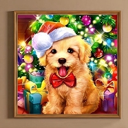 Christmas Series DIY Diamond Painting Kit, Including Resin Rhinestones Bag, Diamond Sticky Pen, Tray Plate, Glue Clay and Canvas, Dog, 15.75x15.75x0.01 inch(400x400x0.2mm), Resin Rhinestones: 22 bags(DIY-B078-05)