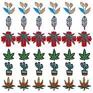 Fingerinspire 36Pcs 6 Style Polyester Fabrics Computerized Embroidery Cloth Sew on Patches, Costume Accessories, Flower & Leaf & Cactus, Mixed Patterns, 63~74x23~73.5x1.3~1.5mm, 6pcs/style(PATC-FG0001-05)