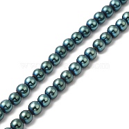 Electroplate Synthetic Non-magnetic Hematite Beads Strands, Round, Green Plated, 4.5~5mm, Hole: 0.8mm, about 86~87pcs/strand, 17.01~17.32''(43.2~44cm)(G-E602-04E)